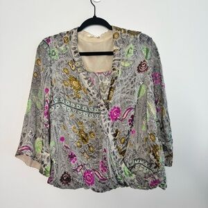 Anthropologie Floreat Japonica Wrap Blouse size M